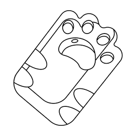 Cute cat paw black and white clipart