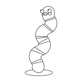 Cute earthworm black and white clipart