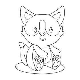 Cute fox black and white clipart