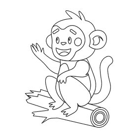 Cute monkey black and white clipart
