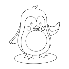 Cute penguin black and white clipart