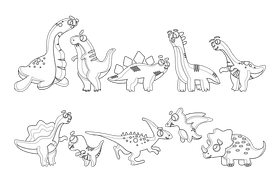 Dinosaurs black and white vector