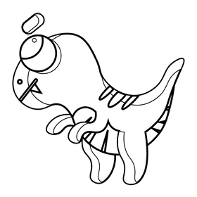 Cute dino black and white clipart