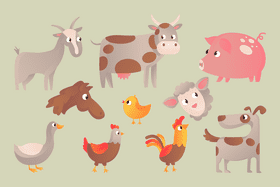Cute farm animals vector