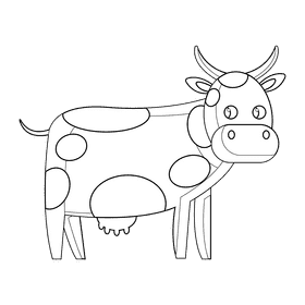 Cute cow black and white clipart