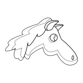 Cute horse black and white clipart