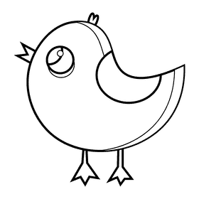 Cute bird cartoon black and white clipart