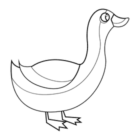 Farm duck black and white clipart