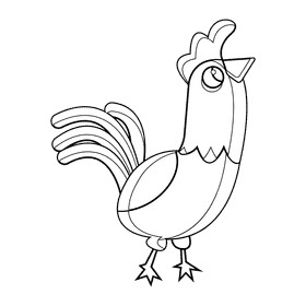 Cute farm hen black and white clipart
