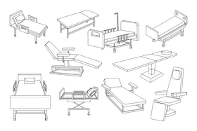 Hospital bed black and white vector