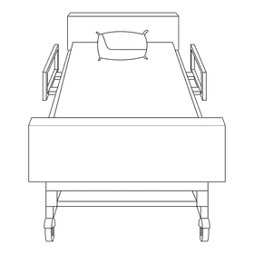 Hospital bed black and white clipart