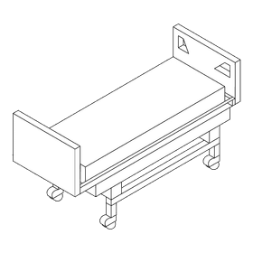 Hospital bed medical bed on wheels black and white clipart