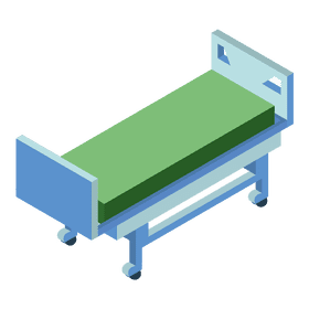 Hospital bed medical bed on wheels clipart
