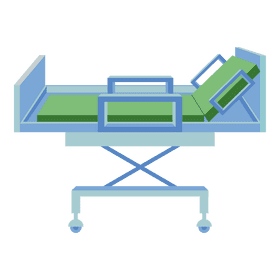 Hospital bed medical bed on wheels on the side clipart