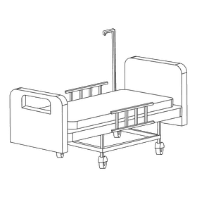 Hospital bed medical bed with grab handle black and white clipart