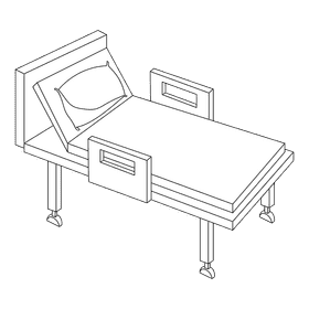 Hospital bed medical bed with pillow black and white clipart