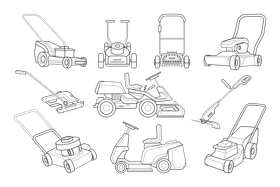 Lawn mower black and white vector