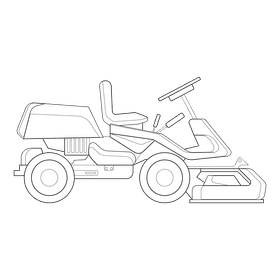 Lawn mower rider black and white clipart