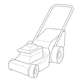 Lawn mower orange black and white clipart