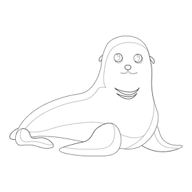 Sea lion black and white clipart