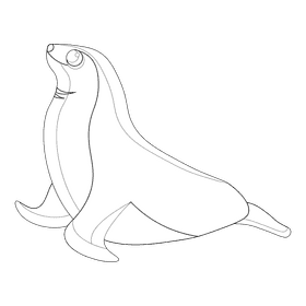 Sea lion black and white clipart