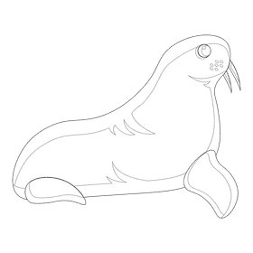 Sea lion black and white clipart