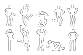 Stickman black and white vector