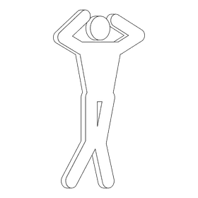 Stickman fright black and white clipart