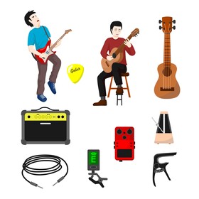 Guitar playing set vector