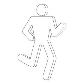 Stickman run black and white clipart