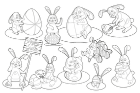 Easter bunny black and white vector