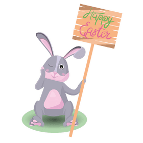 Easter bunny with a sign clipart