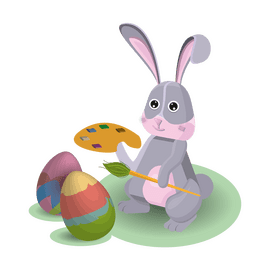 Easter bunny with brush clipart