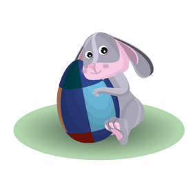 Easter bunny hugs an egg clipart