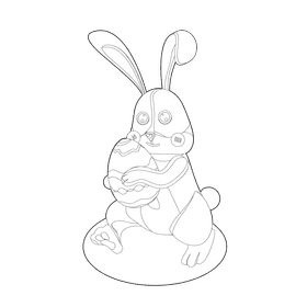 Easter bunny running black and white clipart