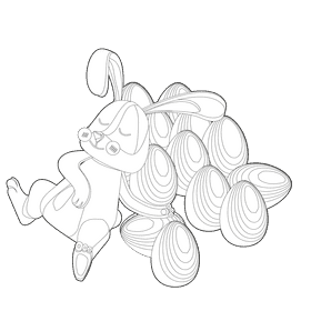 Easter bunny sleeping black and white clipart