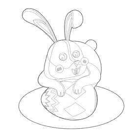 Easter bunny smiling black and white clipart