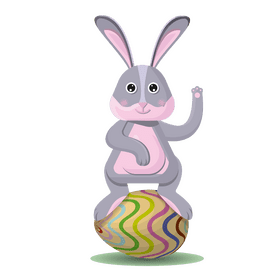 Easter bunny standing on egg clipart