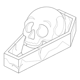 Grim reaper coffin black and white clipart