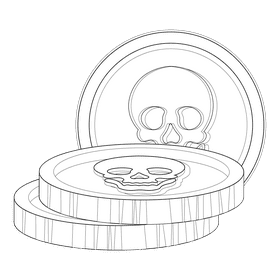 Grim reaper coins black and white clipart