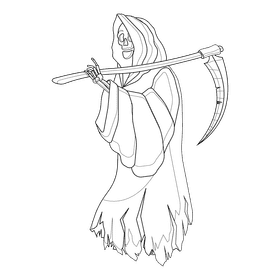 Grim reaper full length black and white clipart
