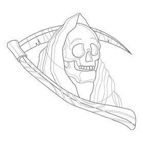 Grim reaper in the hood black and white clipart
