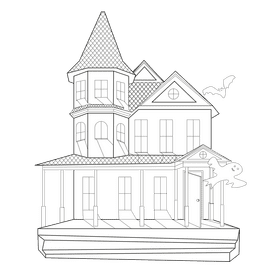 Haunted mansion black and white clipart