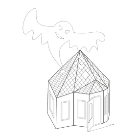 House with a leaky roof black and white clipart