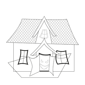 House with a monster black and white clipart