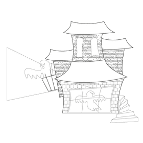 House with stairs black and white clipart