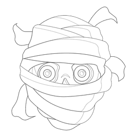 Mummy head black and white clipart