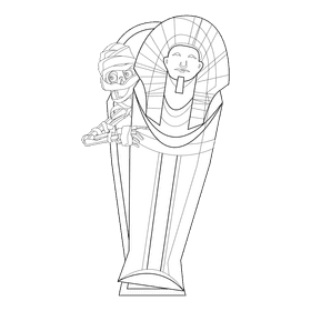 Mummy sarcophagus black and white clipart
