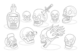Skull black and white vector