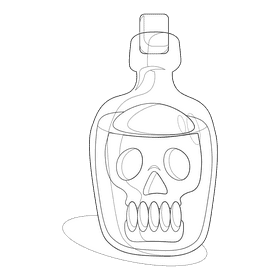 Skull in bottle black and white clipart
